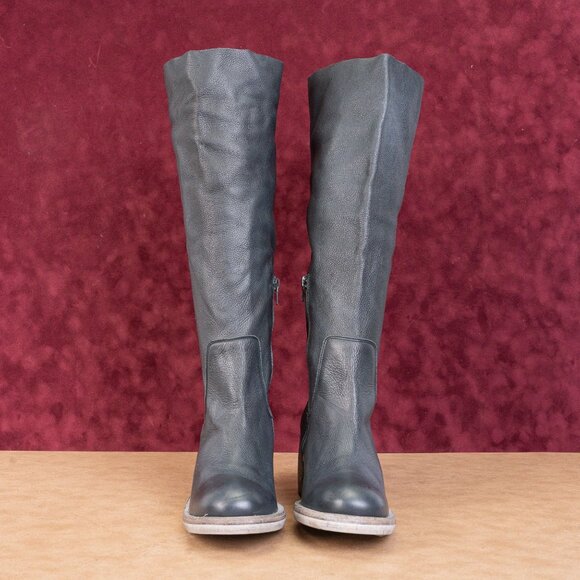 Free People Women Essential Blue Grey Leather Western Knee Boots 9.5US EUR39.5 - Picture 2 of 10